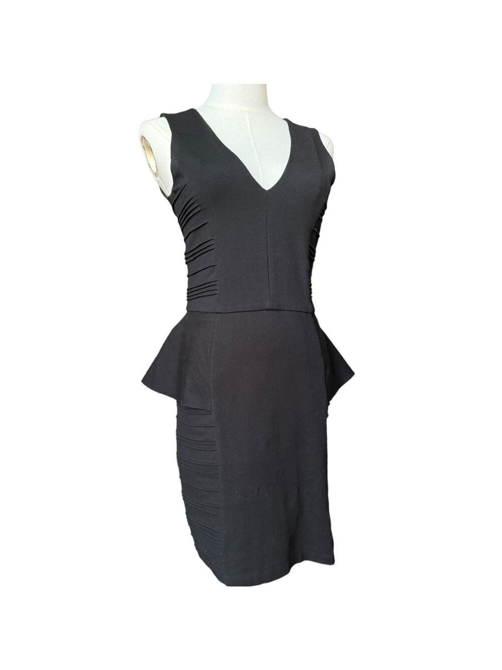 Parker Peplum Bodycon Black ribbed sides Sleeveless Dress size XS